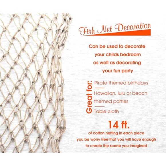 Nautical fish net decor beach theme pirate mermaid party Hawaiian coastal backdr - Picture 2 of 7